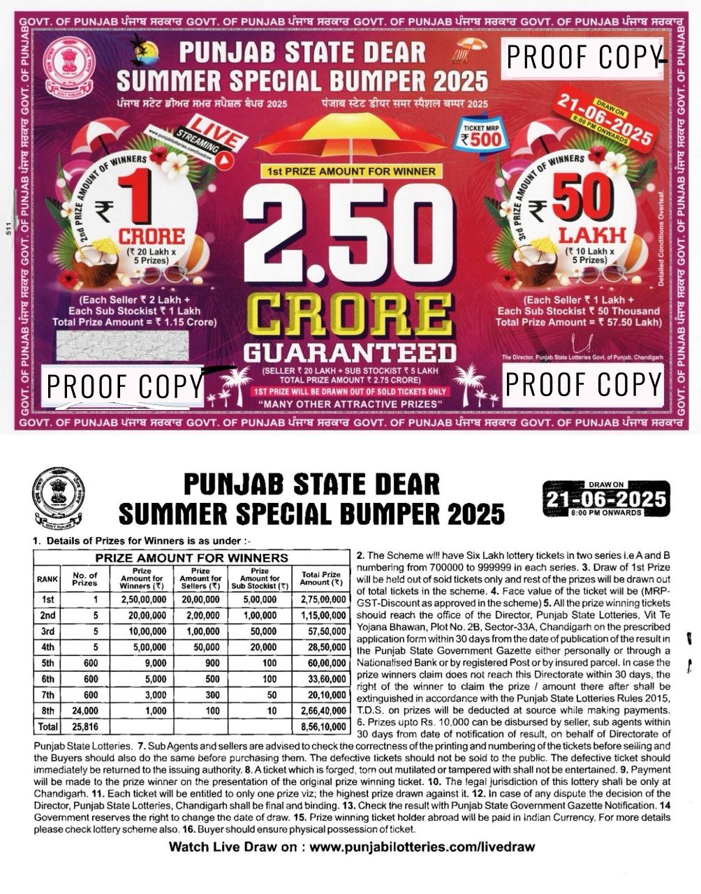 punjab state summer special bumper lottery