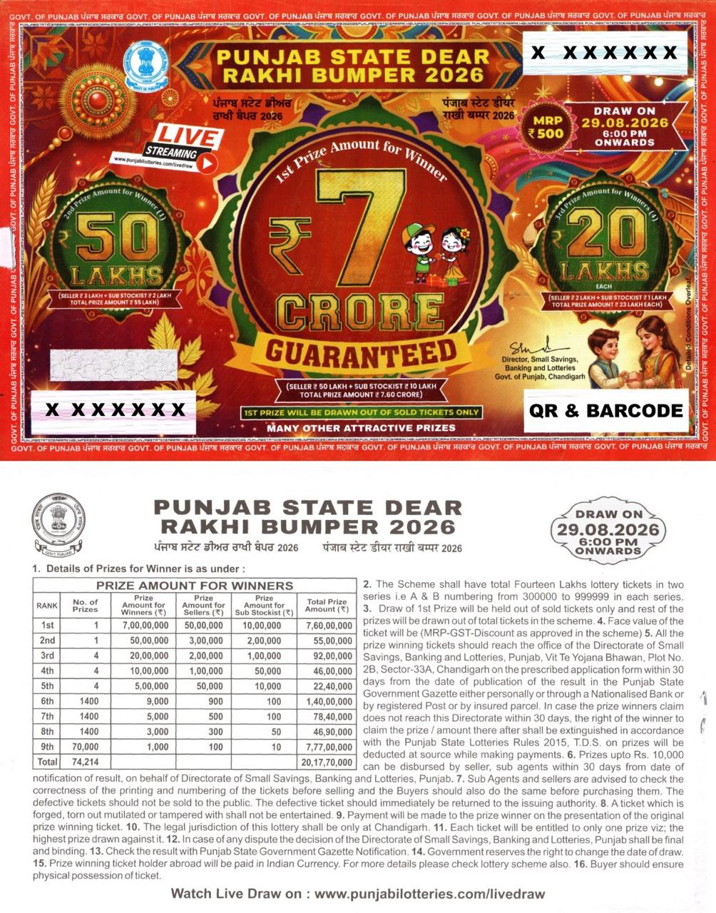 punjab-rakhi-bumper-lottery-2026 punjab state rakhi bumper lottery